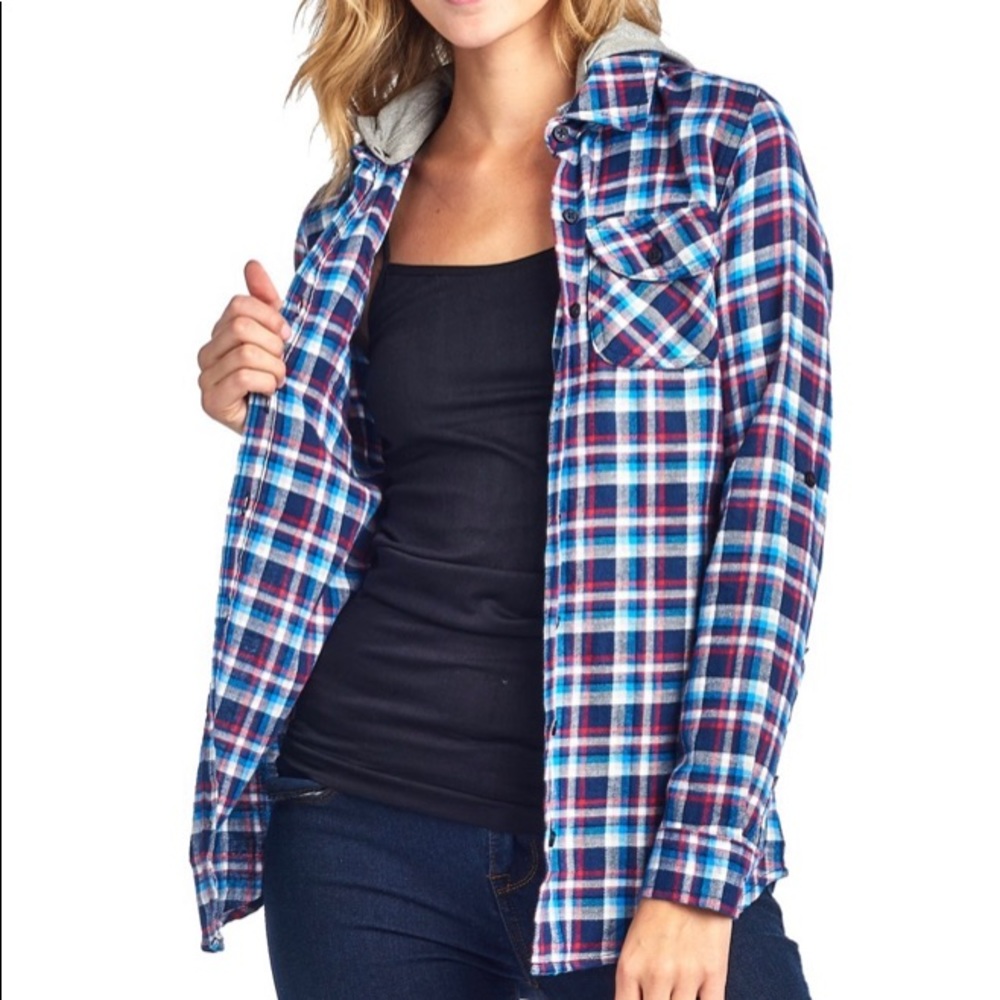The Lynn: Hooded Flannel Top